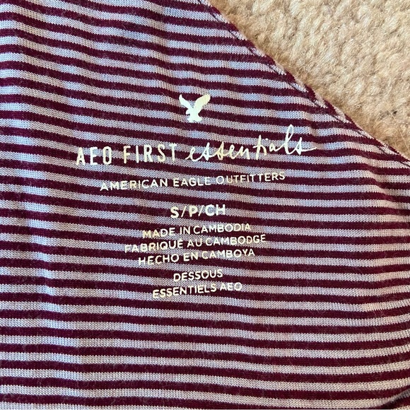 One Shoulder Burgundy Striped Tank - Picture 4 of 5